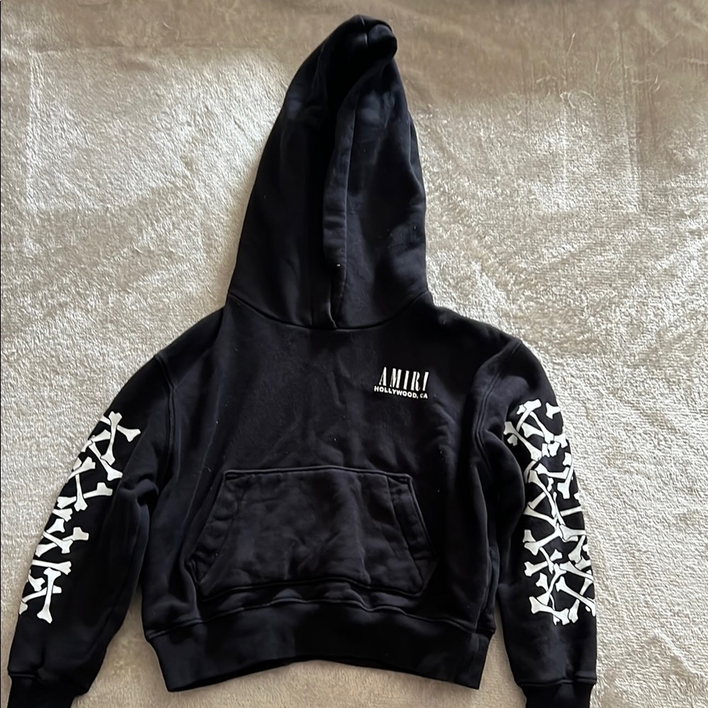 Amiri Black Hoodie with White Graphic